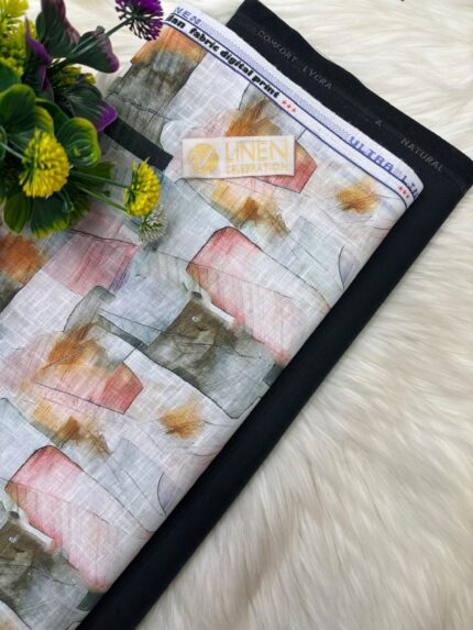 SHIRT- COTTON LINEN PRINTED, PANT-TERRY COTTON STRETCHABLE FORMAL STYLE PANT