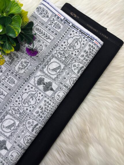 SHIRT- COTTON LINEN PRINTED, PANT-TERRY COTTON STRETCHABLE FORMAL STYLE PANT