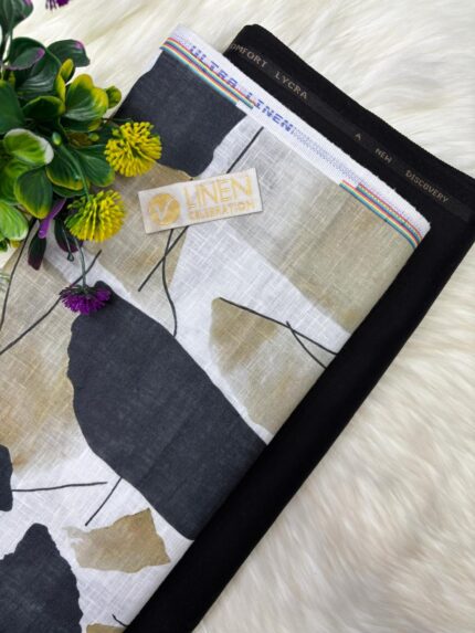 SHIRT- COTTON LINEN PRINTED, PANT-TERRY COTTON STRETCHABLE FORMAL STYLE PANT