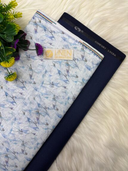 SHIRT- COTTON LINEN PRINTED, PANT-TERRY COTTON STRETCHABLE FORMAL STYLE PANT