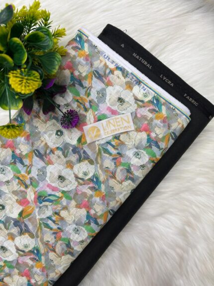 SHIRT- COTTON LINEN PRINTED, PANT-TERRY COTTON STRETCHABLE FORMAL STYLE PANT