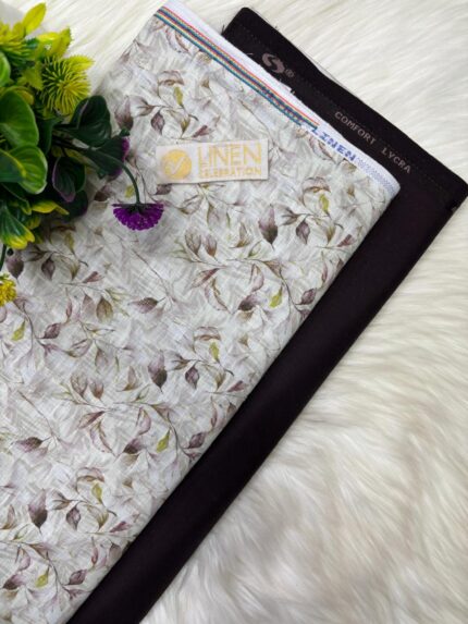 SHIRT- COTTON LINEN PRINTED, PANT-TERRY COTTON STRETCHABLE FORMAL STYLE PANT