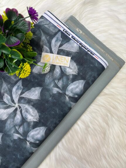 SHIRT- COTTON LINEN PRINTED, PANT-TERRY COTTON STRETCHABLE FORMAL STYLE PANT