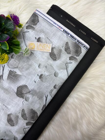 SHIRT- COTTON LINEN PRINTED, PANT-TERRY COTTON STRETCHABLE FORMAL STYLE PANT