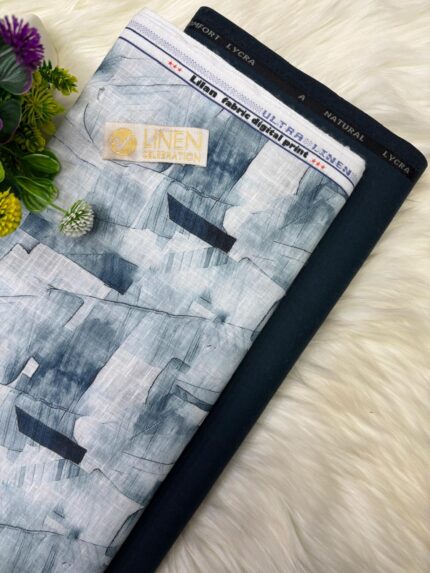 SHIRT- COTTON LINEN PRINTED, PANT-TERRY COTTON STRETCHABLE FORMAL STYLE PANT