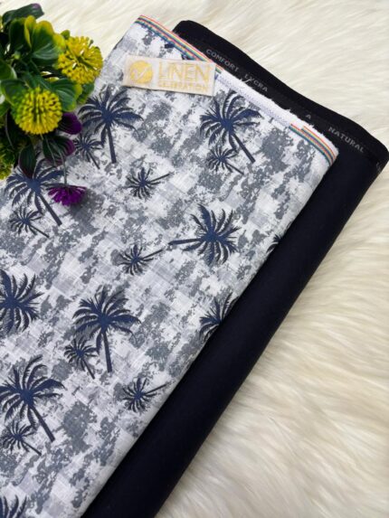 SHIRT- COTTON LINEN PRINTED, PANT-TERRY COTTON STRETCHABLE FORMAL STYLE PANT