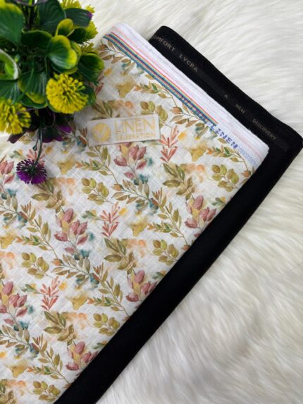 SHIRT- COTTON LINEN PRINTED, PANT-TERRY COTTON STRETCHABLE FORMAL STYLE PANT