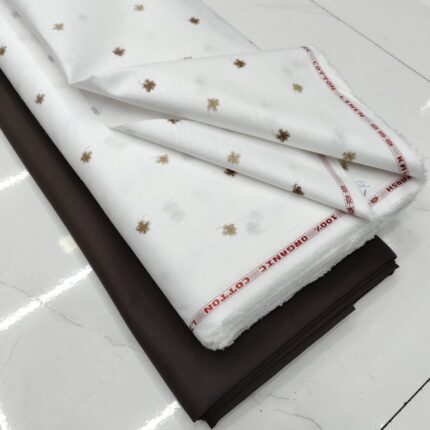 SHIRT- COTTON LINEN WHITE SMALL PRINT, PANT-TERRY COTTON STRETCHABLE FORMAL STYLE PANT