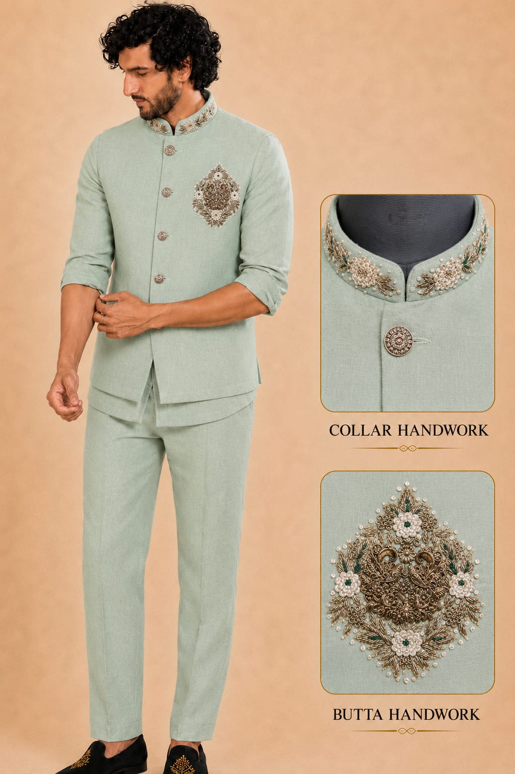 WhatsApp Image 2026-07-29 at 10.27.18 PM (5) Men Linen Silk Fabric Embroidered Nehru Jacket Set with sort Kurta & Trousers - Image 1