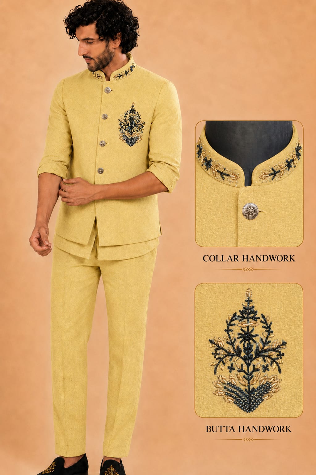 WhatsApp Image 2026-08-02 at 8.56.18 PM (1) Men Linen Silk Fabric Embroidered Nehru Jacket Set with sort Kurta & Trousers - Image 1
