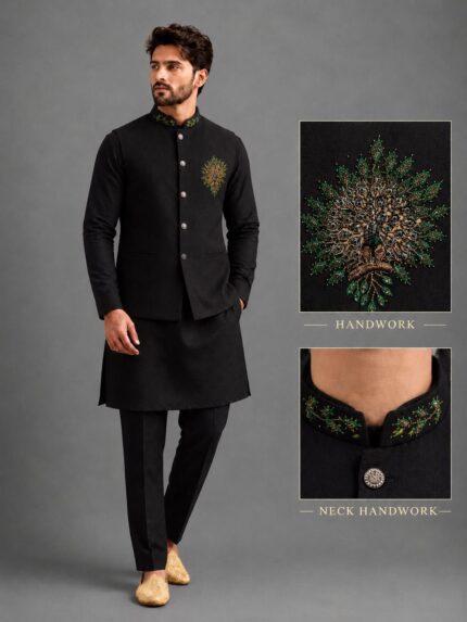 Premium Handwork Kurta-Pant with Nehru Jacket