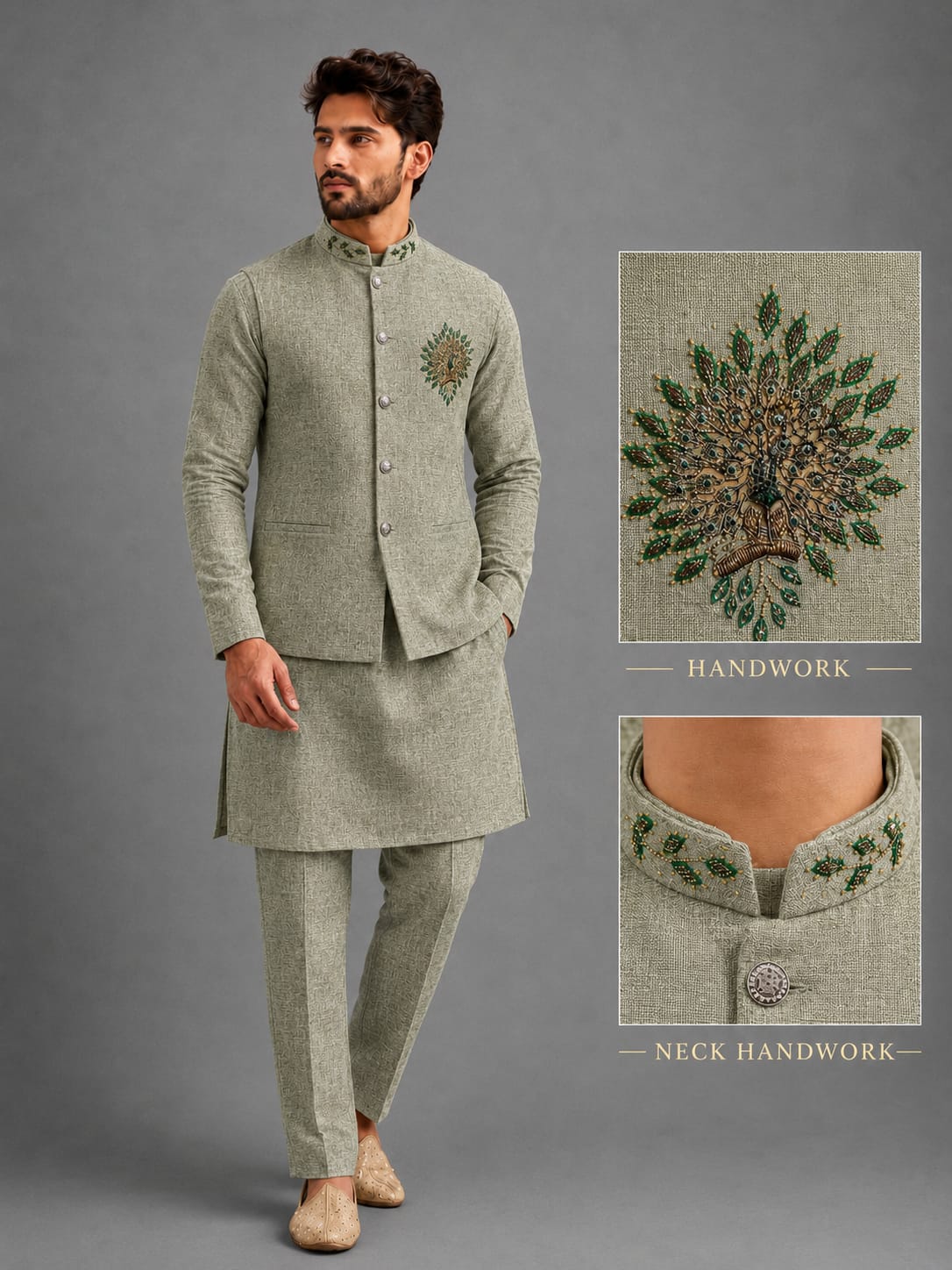 WhatsApp Image 2026-08-19 at 10.42.37 PM (2) Premium Handwork Kurta-Pant with Nehru Jacket - Image 1