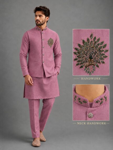 Premium Handwork Kurta-Pant with Nehru Jacket