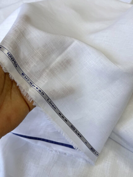 100% Pure Linen White Fabric – Premium 60 Lea × 60 Lea