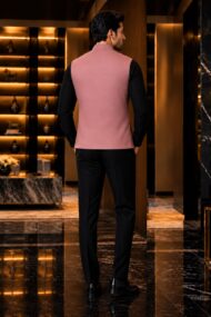 Premium Pink Chawal-Taka Nehru Jacket (Koti) for Men | 4 Patch Pockets – Royal Look - Image 2