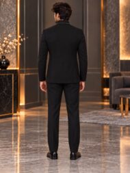 Premium Black Chawal-Taka Shirt Collar Zipper Jodhpuri Jacket for Men | Unique Patch Pockets - Image 2