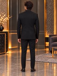 Premium Black Chawal-Taka Jodhpuri Bandhgala Jacket for Men | 4 Unique Flap Patch Pockets - Image 2